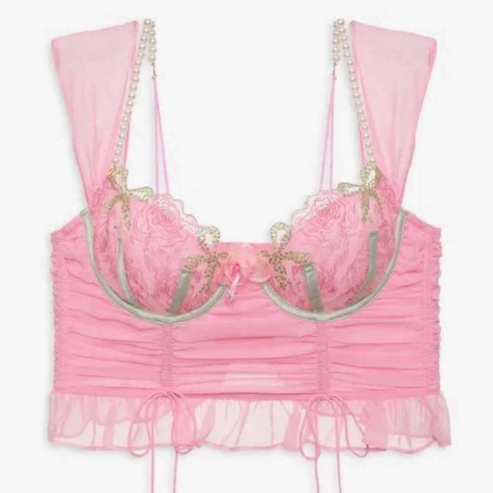 For Love And Lemons Pink Ruched Top